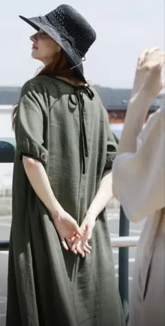 URBAN RESEARCH DOORS リネンレーヨンバイカラーワンピース