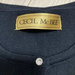 CECIL McBEE カーディガン ネイビービジューボタン