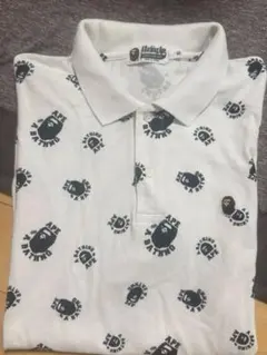 A BATHING APE ポロシャツ 総柄 ホワイト