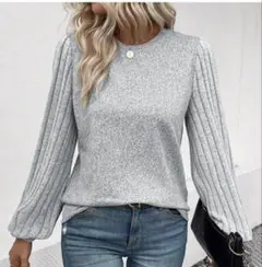 レディース トップス tシャツ カットソー グレー 袖 オシャレ 長袖 春 秋