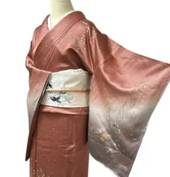 AA7【訳品】愛華 訪問着　金箔 草 暈し　正絹 着物