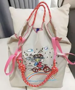 自転車　刺繍エコバッグ　女の子　トートバッグ　あどちゃん