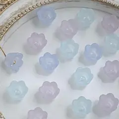 A-341 手染めアクリルビーズ　すずらんフラワーキャップ　30個