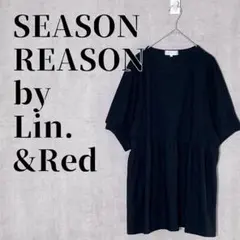 SEASON REASON　レース風　ウエストギャザーブラウス　5部袖　サイズM