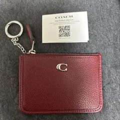 COACH バーガンディ赤コインケースカードケースポーチ財布