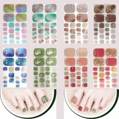 ネイル シール 足 用 （8枚 ２週間持続）NAILDOKI 6種類　セット