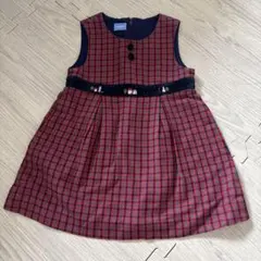 『familiar』ジャンバースカート 赤・青・緑チェック