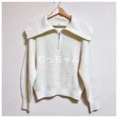 SNIDEL LACOSTE スキッパーニットプルオーバー　ホワイト 中古・古着通販】LACOSTE (ラコステ) Snidel (スナイデル) スキッパー