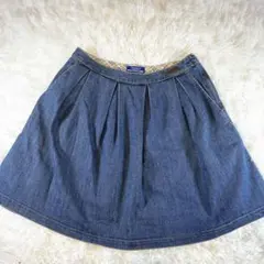 極美品 バーバリーブルーレーベル デニム フレアスカート ノバチェック 38