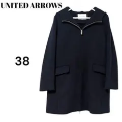 UNITED ARROWS レディース ショート丈　ジップアップコート ネイビーのサムネイル