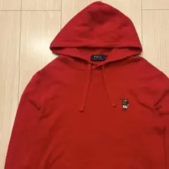 【美品】 ポロベア パーカー ラルフローレン 刺繍 サーマル 現行 レッド 赤