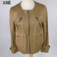 23区 2XL ラムレザー ノーカラージャケット オンワード樫山 大きいサイズ