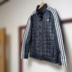 adidas ナイロンジャケット 黒 キルティングM