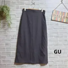 GU ロングスカート チェック スリット ウエストゴム 大人可愛い ストレッチ