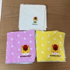 ぐんまちゃん タオルハンカチ 3枚セット　アップリケ ドット ハンカチ