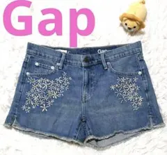 ギャップ/レディース/パンツショート/デニム/パンツ/花柄/刺繍/ダメージ加工