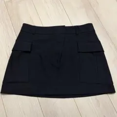 【極美品】　ZARA ザラ　黒 ミニスカート台形　カーゴ サイドポケット付き