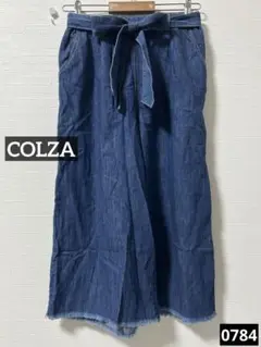 0784 COLZA ウエストリボンガウチョパンツ ブルー