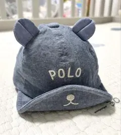 ベビーPOLO クマ耳付きグレー帽子
