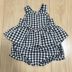 cottoli ギンガムチェック セットアップ 70 ベビー チェック フリル