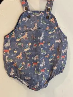 犬柄デニムロンパース