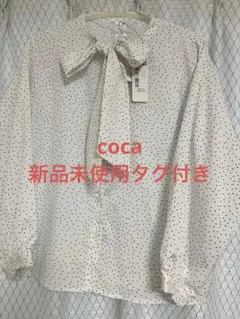 新品未使用 coca ボウタイブラウス ドット柄 Lサイズ