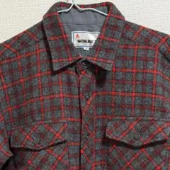 美品 日本製ネルシャツ 表記 Lサイズ SOMMET 赤グレーチェック系