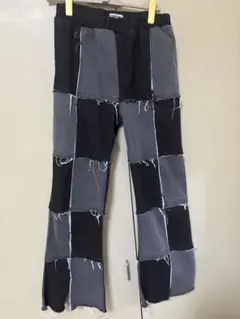 PUNYUS パッチワークフレアデニムパンツ