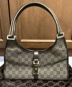 N2810 GUCCI ジャッキー GG柄 ハンドバッグ キャンバス×レザー