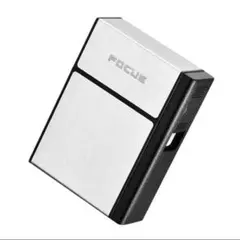 【電子ライター付き＆取り外し〇】ハードシガレットケース　シルバー