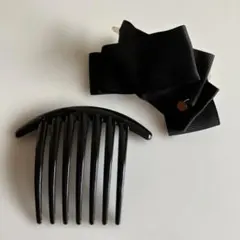 ブラックかんざし5個＆クリアヘアクリップセット