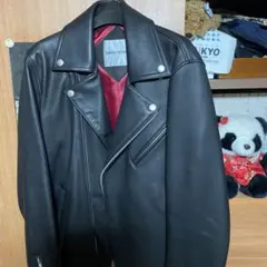 ブラックレザー ダブルライダースジャケット