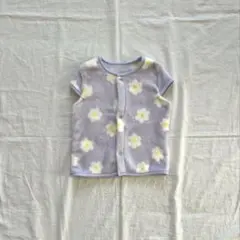 【西松屋】 半袖 スリーパー パープル 花 春 冬 秋 寝巻き パジャマ 80