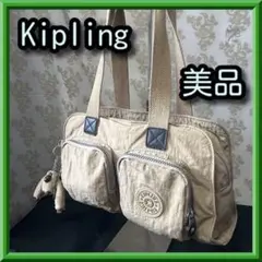美品☆Kiplingキプリングハンドバッグモンキーチャーム付