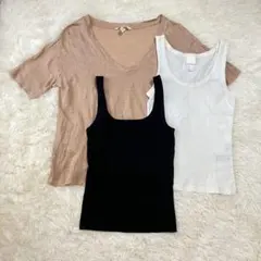 H&M トップス　3枚セット　tシャツ　ノースリーブ　タンクトップのサムネイル
