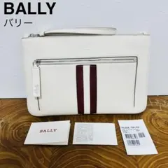 バリー レザーホワイトクラッチバッグ セカンドバッグ ポーチ 白　BALLY