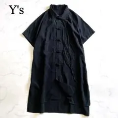 希少 Y's チャイナボタンロングリボンシャツ ワンピース ヨウジヤマモトのサムネイル