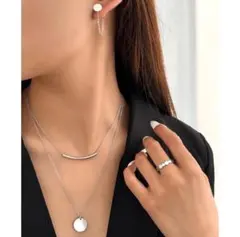 金アレ対応 ネックレスピアスリング 3セット サージカルステンレス シルバー