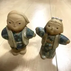 常滑焼置物　わらべ人形（2体）1-1