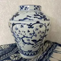 壺　古伊万里染付 古美術青華堂｜H716 古伊万里・染付花文壺（江戸時代）