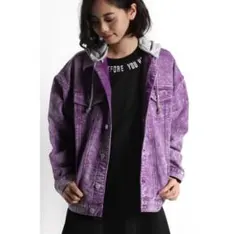 【WEGO】カットデニムビッグGジャン パープル 紫