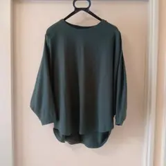 UNIQLO 七分丈ドルマンスリーブTシャツ ダークグリーン Lサイズ