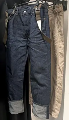2点セット Levi's 501 デニム サスペンダー付き グルカ パンツのサムネイル