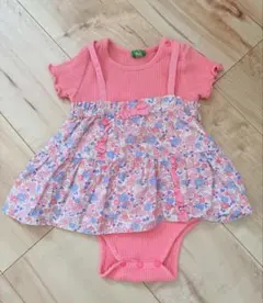 RAG MART フラワープリントロンパース 70 女の子 綿100%