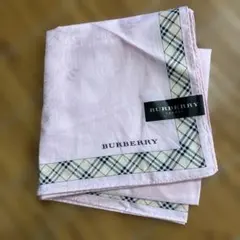 【新品】BURBERRY ピンク 大判ハンカチ スカーフ　チェック柄