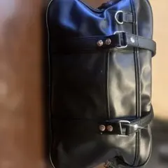 ブラック合成皮革バッグ スクールバッグ