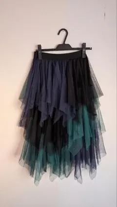 フレアスカート 黒 グリーン ネイビー チュール