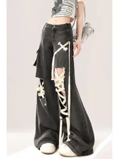 新品 レディース ダメージ デニムパンツ【698】