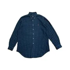90s POLO RALPH LAUREN BD シャツ L チェック 緑 紺