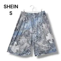 SHEIN ハーフパンツ　総柄　Ｓ　ウエストゴム　ダークグレー